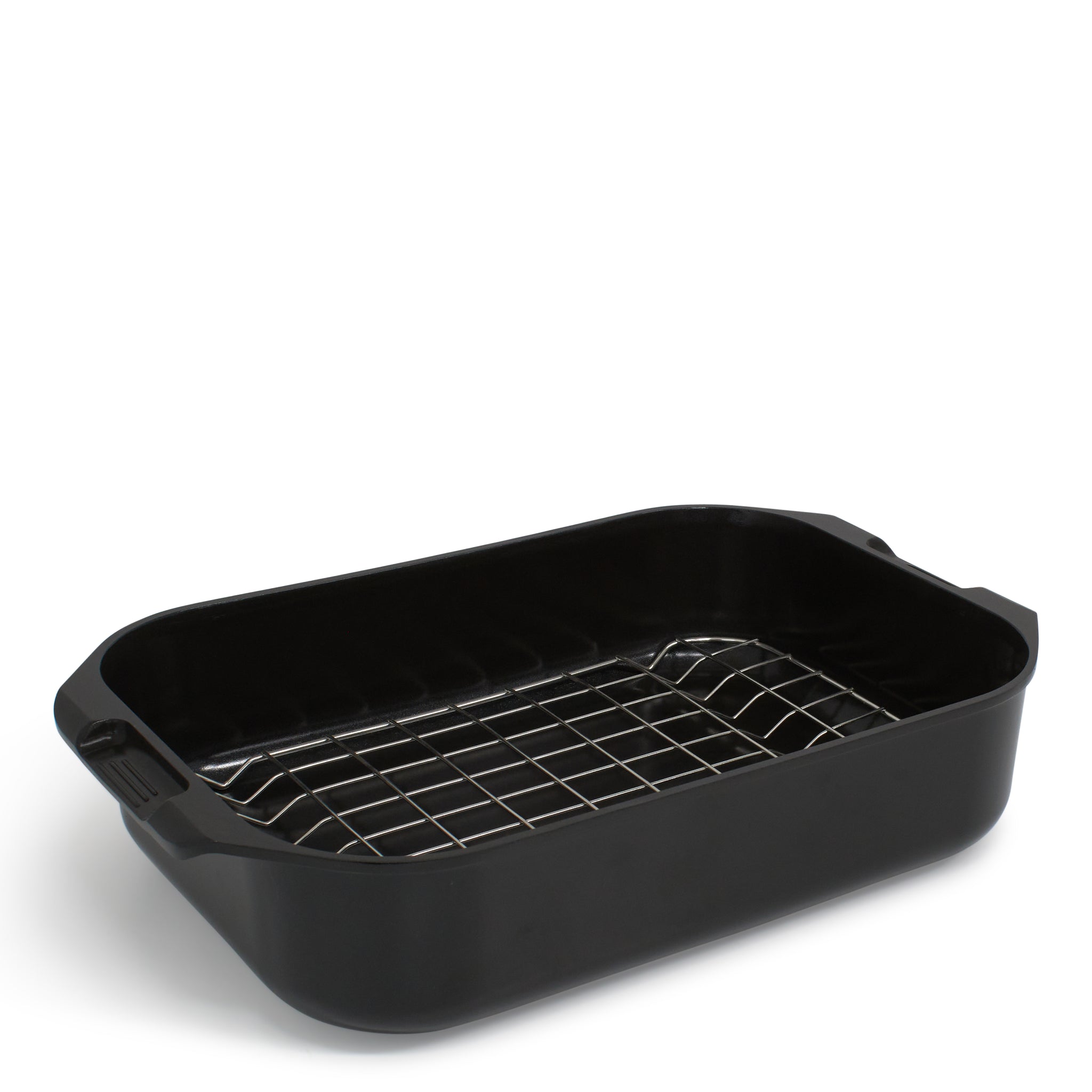 non stick roasting pan with rack by blu cookware